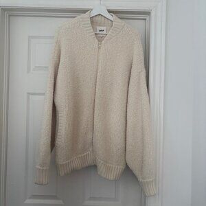 Aerie Cream Fleece Zip Up Sweater